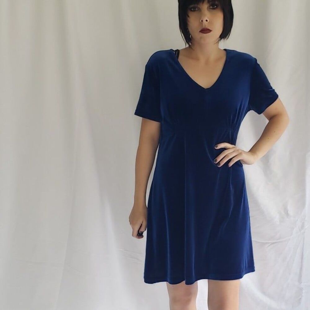 Vintage Blue Velvet Babydoll Dress